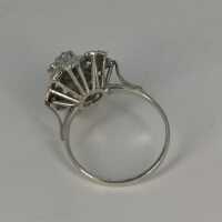 Vintage Ladies Ring "Slingshot Star" in White Gold with 16 Diamonds
