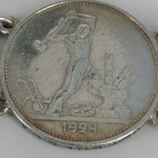 Antique Coin Bracelet in Silver with Kopecks from Russia