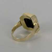 Gold Art Deco Mens Ring with Black Onyx Plate Signet Ring