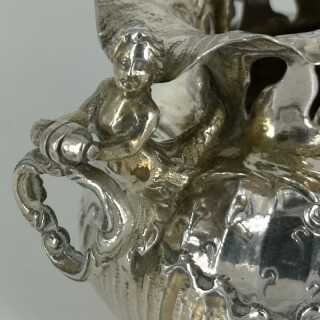 Silver vase from the 2nd half of the 19th century with romantic scene