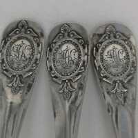 Set of 6 antique tea or coffee spoons in silver in original box