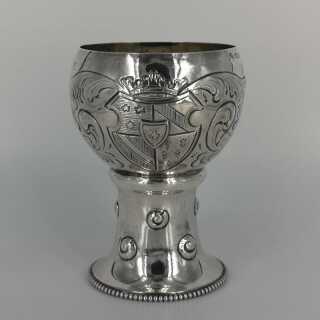 Historism Wine Goblet in Silver with Alliance Coat of Arms