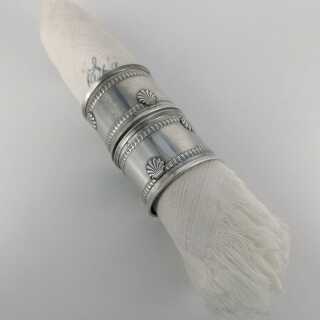 Pair of Napkin Rings in Silver with Shell Decor from Neo Classicism