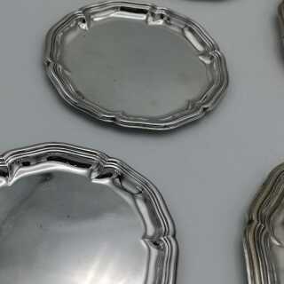 Set of 12 Chippendale Glass and Bottle Coasters in Solid Silver