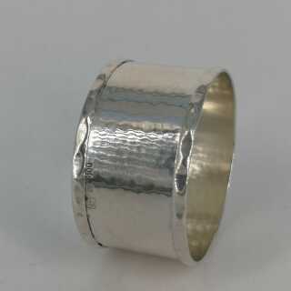 Antique Napkin Ring in Silver with Hammered Decoration