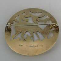 Vintage Trachtenschmuck Brosche in vergoldetem Silber in Handarbeit