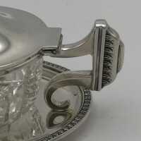 Vintage Parmesan Schale in Silber und Glaseinsatz