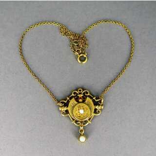 Antikes prächtiges Jugendstil Collier in Silber und Gold mit Opalen