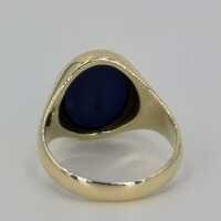 Signet Ring Mens Ring in Gold with Oval Unengraved Lapis Lazuli