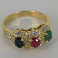 Vintage Trilogy Ladies Ring with Different Coloured Gemstones