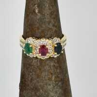 Vintage Trilogy Ladies Ring with Different Coloured Gemstones