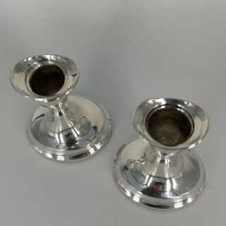 Pair of Timelessly Elegant Oval Candlesticks in Silver
