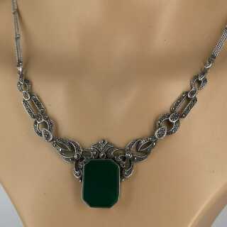 Art Deco Schmuck für Damen - Annodazumal Antikschmuck: Antikes Collier in Silber mit Achat kaufen