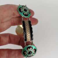 Antiker Emaille Schmuck - Annodazumal Antikschmuck: Antikes Gliederarmband in Silber mit Emaille kaufen 